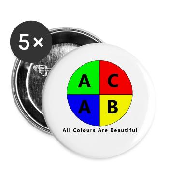 ACAB All Colors Are Beautiful - Buttons groß 56 mm (5er Pack) - Weiß - Vorne