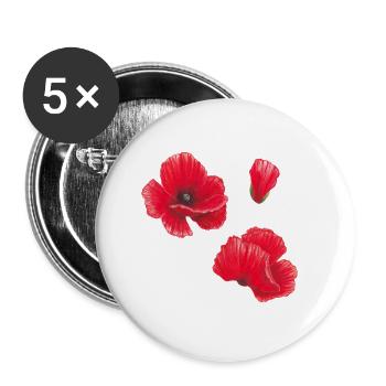 Poppy Watercolour Illustration Art - Buttons large 2.2''/56 mm (5-pack) - white - Front
