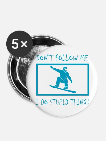 Snowboard Snowboarder - Buttons groß 56 mm (5er Pack) - Weiß