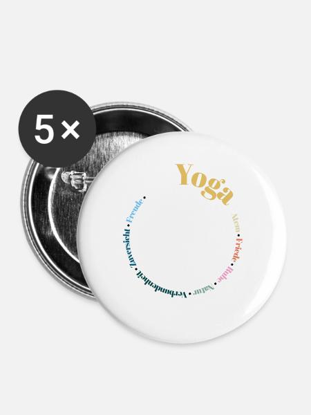 Yoga Kreis bunt - Buttons groß 56 mm (5er Pack) - Weiß