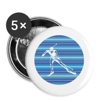 Skiing Skiers Retro Skier Ski skiing Skiing - Buttons large 2.2''/56 mm (5-pack) - white - Front