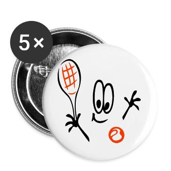 Tennis, Tennisball, Comic - Buttons groß 56 mm (5er Pack) - Weiß - Vorne