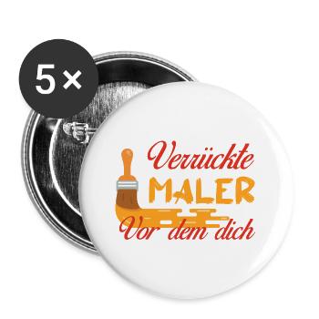 Maler Geschenk - Buttons groß 56 mm (5er Pack) - Weiß - Vorne