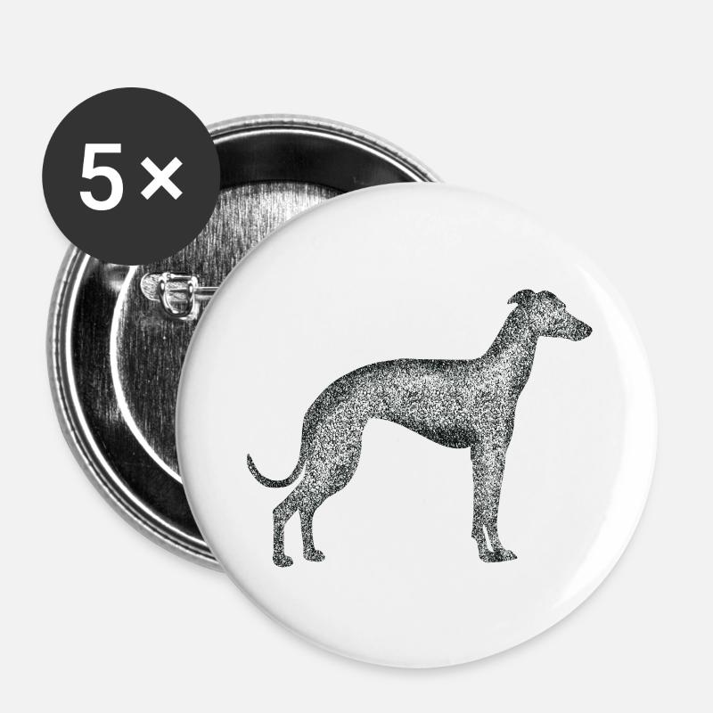 Black White Greyhound - Buttons large 2.2''/56 mm (5-pack) - white