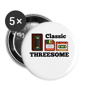 Retro Old School Analog - Buttons groß 56 mm (5er Pack) - Weiß - Vorne