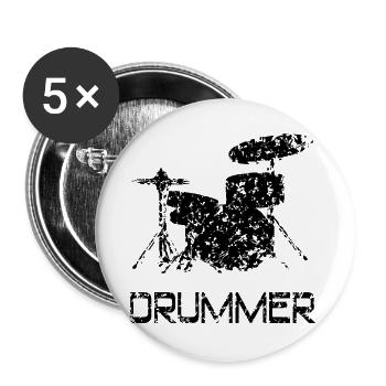 Drummer Drums - Buttons large 2.2''/56 mm (5-pack) - white - Front
