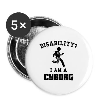 Disability Cyborg - Disabilities Awareness Day - Buttons groß 56 mm (5er Pack) - Weiß - Vorne