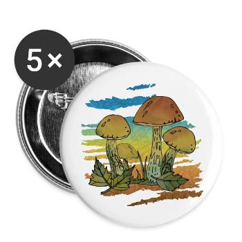 Mycètes - Lot de 5 grands badges (56 mm) - blanc - Devant