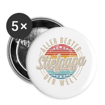 Stiefpapa - Buttons groß 56 mm (5er Pack) - Weiß - Vorne