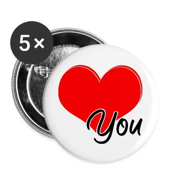 red heart declaration of love - Buttons large 2.2''/56 mm (5-pack) - white - Front