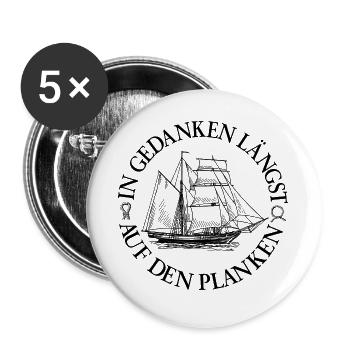 Segelschiff mit Seglerspruch - Buttons groß 56 mm (5er Pack) - Weiß - Vorne