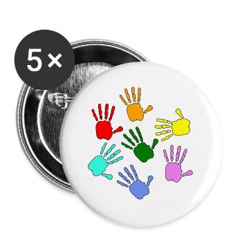 Hände Malen Kids - Buttons groß 56 mm (5er Pack) - Weiß - Vorne