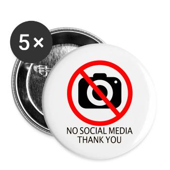 no social media - Buttons groß 56 mm (5er Pack) - Weiß - Vorne