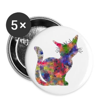 Chat - Lot de 5 grands badges (56 mm) - blanc - Devant