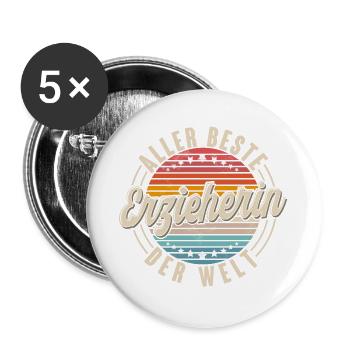 Erzieherin - Buttons groß 56 mm (5er Pack) - Weiß - Vorne