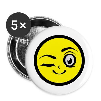 fille clin oeil sourire smiley - Lot de 5 grands badges (56 mm) - blanc - Devant