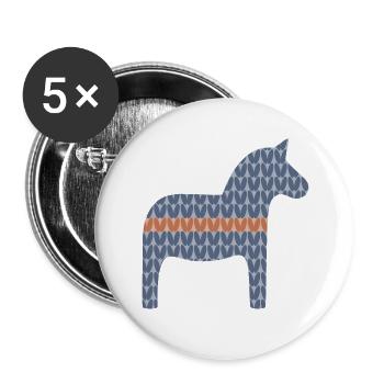Dalapferd Strickmuster braun Schweden Hygge scandi - Buttons groß 56 mm (5er Pack) - Weiß - Vorne