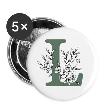 Buchstabe Vorname "L" khaki - Buttons groß 56 mm (5er Pack) - Weiß - Vorne