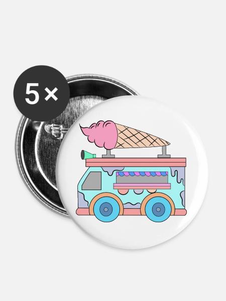 Süßigkeiten Kids Eiscreme - Buttons groß 56 mm (5er Pack) - Weiß