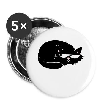 drôle de chat noir meh cat - Lot de 5 grands badges (56 mm) - blanc - Devant