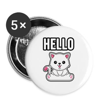 Baby Hund und Katze - Buttons groß 56 mm (5er Pack) - Weiß - Vorne