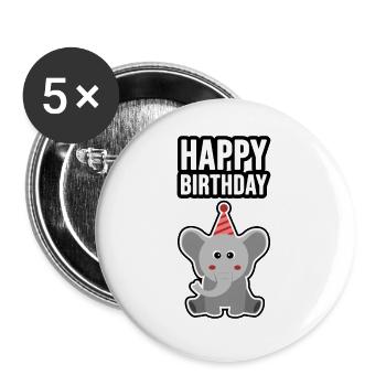 Birthday Elephant - Buttons large 2.2''/56 mm (5-pack) - white - Front