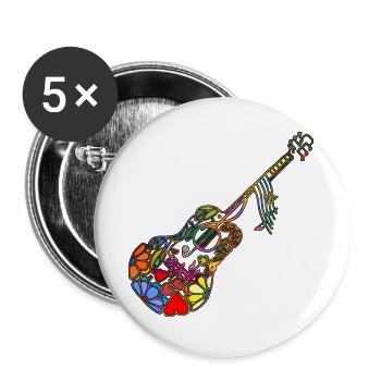 Gitarre - Buttons groß 56 mm (5er Pack) - Weiß - Vorne