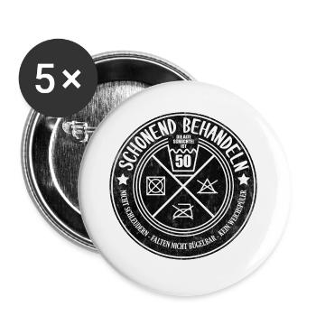 Schonend Behandeln Fünfzig Geschenk 50. Geburtstag - Buttons groß 56 mm (5er Pack) - Weiß - Vorne