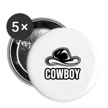 Cowboy Hut - Buttons groß 56 mm (5er Pack) - Weiß - Vorne