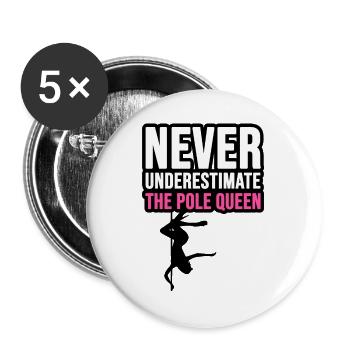 Pole Dance - Buttons groß 56 mm (5er Pack) - Weiß - Vorne