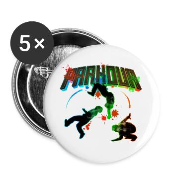 Parkour Freerunner Traceur Le Parcourshirt - Lot de 5 grands badges (56 mm) - blanc - Devant