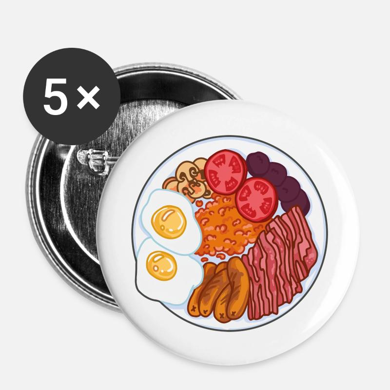 Full English Breakfasts - Buttons large 2.2''/56 mm (5-pack) - white