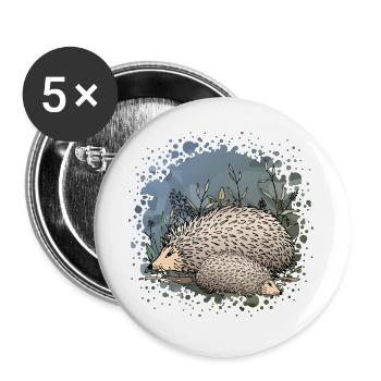 Hedgehogs - Buttons large 2.2''/56 mm (5-pack) - white - Front