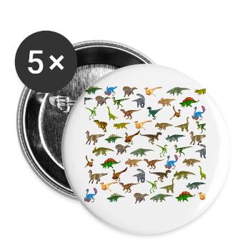 Dinosaurier - Buttons groß 56 mm (5er Pack) - Weiß - Vorne