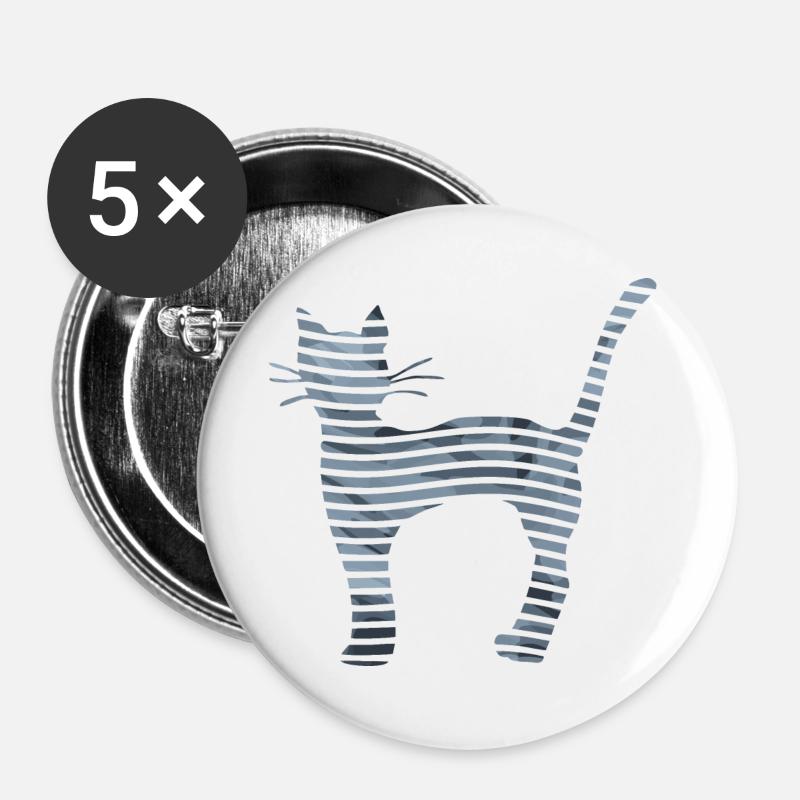 Katze - Buttons groß 56 mm (5er Pack) - Weiß