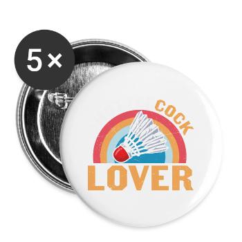 Badminton Humor Federball Liebhaber - Buttons groß 56 mm (5er Pack) - Weiß - Vorne
