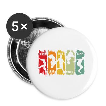 Parkour Freilauf Klettern Sprung Lauf Sprung Sprung Sprung - Buttons groß 56 mm (5er Pack) - Weiß - Vorne