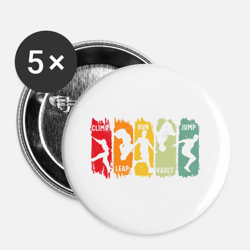 Parkour Free Running Climb Leap Run Vault Jump - Buttons large 2.2''/56 mm (5-pack) - white