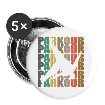 Parkour Freerunner Traceur Le Parcourshirt - Lot de 5 grands badges (56 mm) - blanc - Devant
