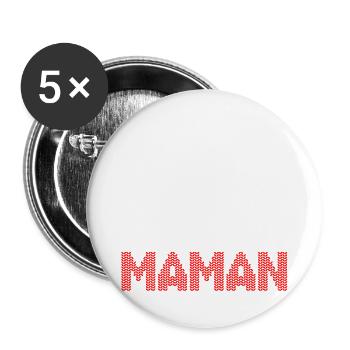 Bonnet de noel Maman flocon neige - Lot de 5 grands badges (56 mm) - blanc - Devant