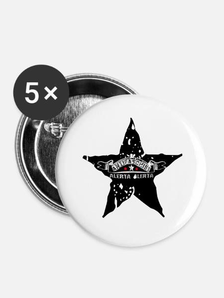 alerta alerta antifaschist aktivist - Buttons groß 56 mm (5er Pack) - Weiß