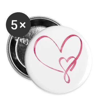 Chemise d’amour coeur Noël Saint-Valentin - Lot de 5 grands badges (56 mm) - blanc - Devant