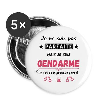 Je ne suis pas parfaite mais je suis gendarme - Lot de 5 grands badges (56 mm) - blanc - Devant