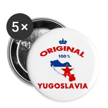 Yugoslavia 100% original flags - Buttons large 2.2''/56 mm (5-pack) - white - Front