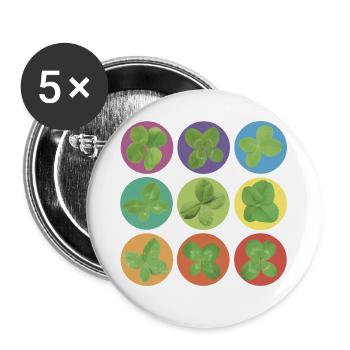 Klee bunt - Buttons groß 56 mm (5er Pack) - Weiß - Vorne