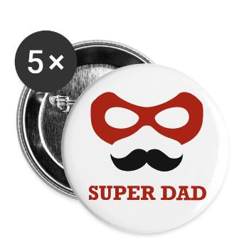 Super Papa, Papa des Jahres - Buttons groß 56 mm (5er Pack) - Weiß - Vorne