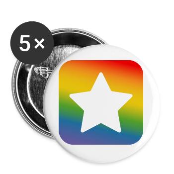 LGBT lgbtqi queer Regenbogen Stern button - Buttons groß 56 mm (5er Pack) - Weiß - Vorne
