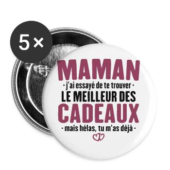 Maman J'ai Essayé De Trouver Le Meilleur Cadeau - Lot de 5 grands badges (56 mm) - blanc - Devant