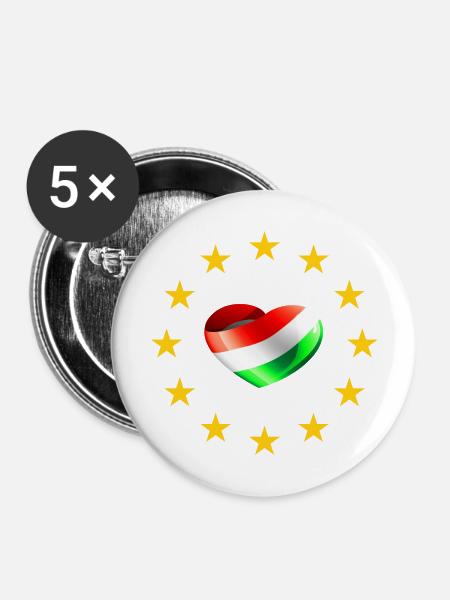 UNGARN - Ungarn - Buttons groß 56 mm (5er Pack) - Weiß