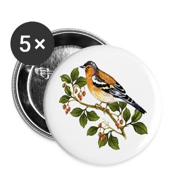 Bunter Vogel - Buttons groß 56 mm (5er Pack) - Weiß - Vorne
